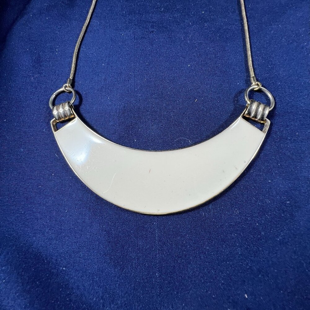 Gold-Tone & White Statement Necklaces Set Of 2 With Adjustable Chain Detail - Picture 2 of 5